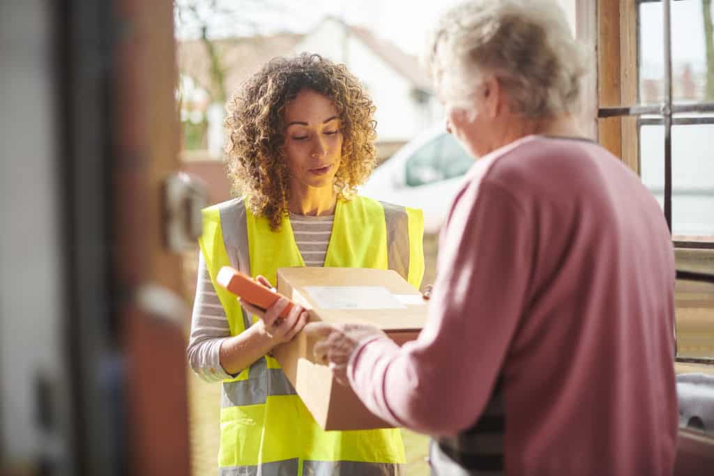 parcel delivery for senior woman